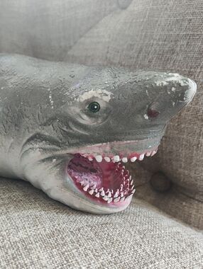 Vintage Extra Large Great White Plastic Shark Toy Gray Realistic Ocean Creature